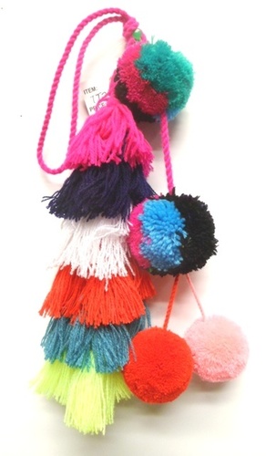 Tribal Tassel - Acrylic, 8" Tassel Length, 6" Loop, Multicolor | Decorative, Versatile, Lightweight, Durable, Stylish