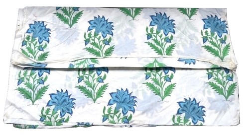 White Hand Block Printed Cotton Jaipuri Fabric