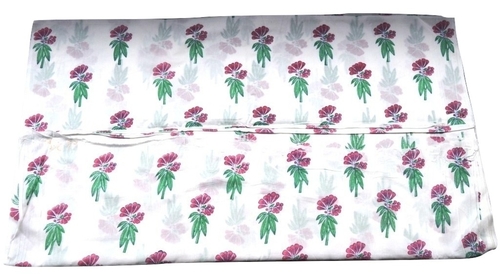 White Hand Block Printed Cotton Floral Fabric