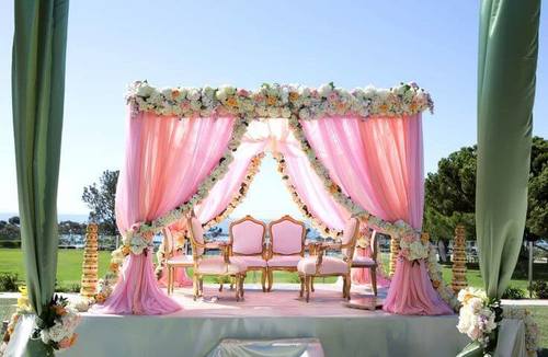 White And Golden Wedding Mandap