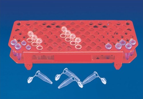 Rack For Micro Centrifuge (Folding) - Polypropylene, Red | Autoclavable, Space Saving, Durable, Stable Platform