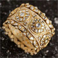 Yellow Jadau Polki Gold Kada