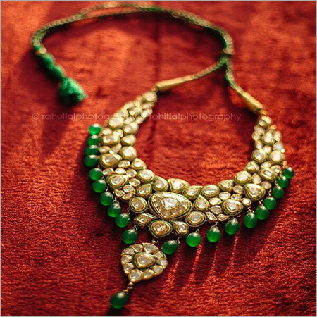 Green And Yellow Rajasthani Kundan Necklace