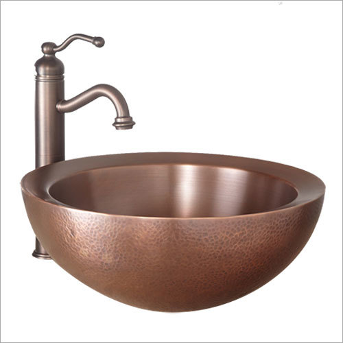 Casalina Double Wall Hammered Copper Vessel Sink - 16" Diameter x 6" High, Antique Copper Finish, Durable Double-Wall Design, Smooth Interior for Easy Maintenance