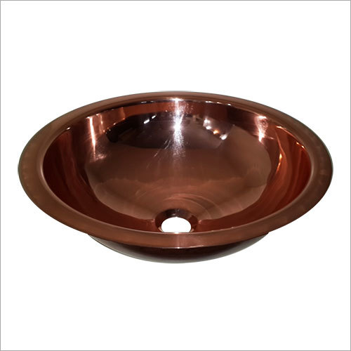 Undermount Round Sink - Solid 16-gauge Copper, 16" Diameter With Smooth Flat Rim