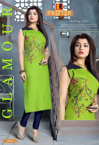 Cotton Kurtis - Cotton, Size L/XL, Green | Printed, Sleeveless, Simple Style for Ladies