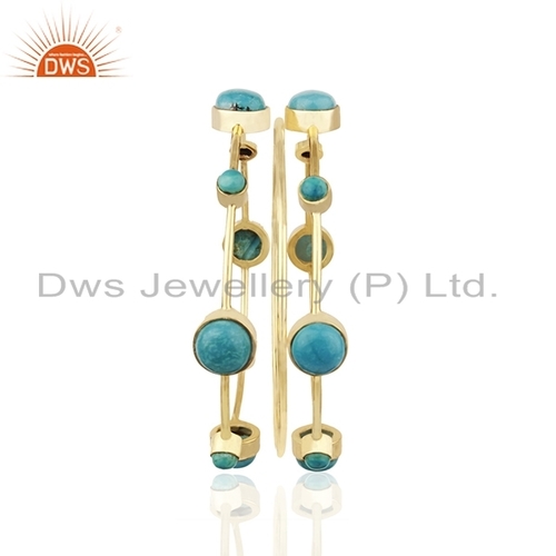 Turquoise Gemstone Gold Plated Bangle Set
