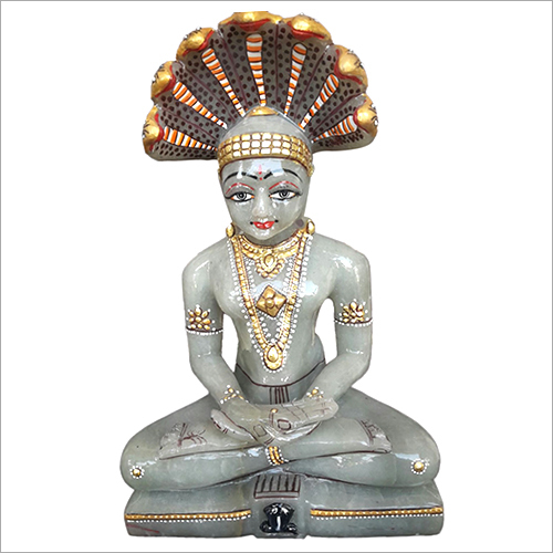 Jain Parshwnath Jade Stone Statue Size: L-7 Inch