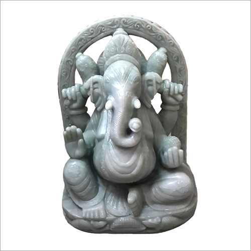 Lord Ganesha Jade Stone Statue Size: L-7 Inch