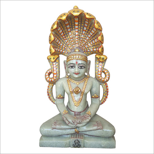 Jade Stone Jain Parshwnath Statue Size: L-7 Inch
