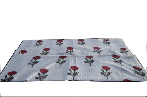 White Hand Block Printed Cotton Fabric