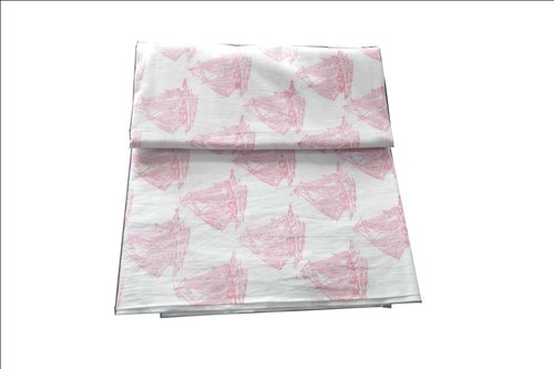 White-Pink Hand Block Printed Cotton Jaipuri Fabric