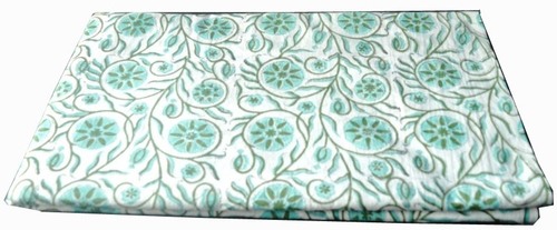 White Hand Block Printed Cotton Jaipuri Fabric