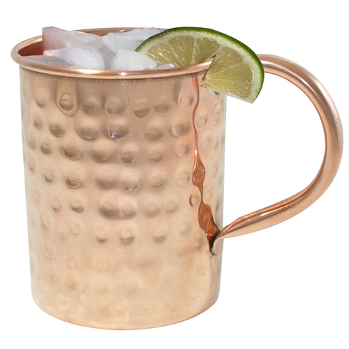 AsiaCraft Copper Moscow Mule Mug - Pure Copper, 450 ml, Dia 3.1 inches, Depth 4 inches, Weight 170 grams | Handmade, Modern, Hammered Lacquered Finish