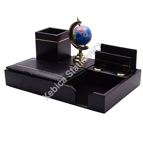 Faux Leather Desk Organizer With Globe K B Industries Sales