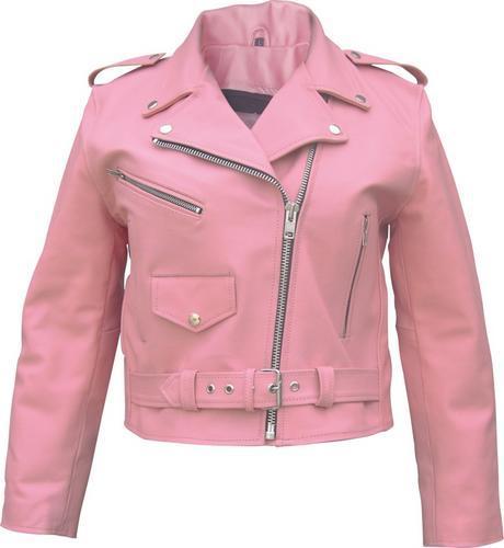 Ladies Pink Leather Jacket