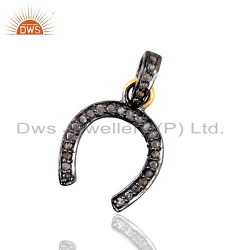 14k Gold Silver Pave Diamond Charm Pendant