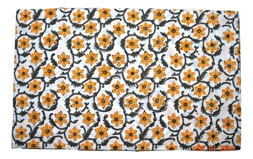Multicolor Hand Block Printed Cotton Floral Fabric