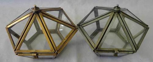 Brass & Glass Copper Finish Pin Boxes