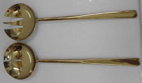 Brass Plated Handmade Large Salad Server Set
