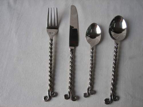 Twisted Wire Steel Cutlery Set - Polish Finish | Premium Steel Material Set of 4