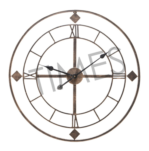 Wheel Wall Clock - Metal, Large, Brown, Quartz | Elegant Vintage Design, Durable, Precise Timekeeping