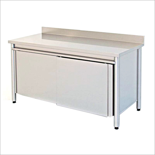 Storage Counter With Splash Guard And Sliding Doors