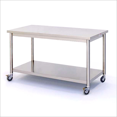 Mobile Work Table With Lower Shelf