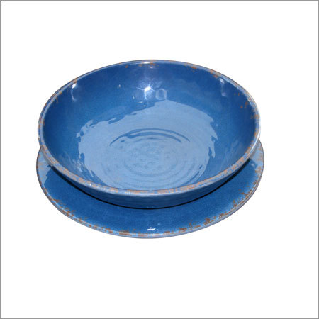 Round Melamine Blue Bowl