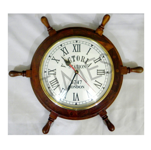 Antique Ship Wheel Wall Clock
