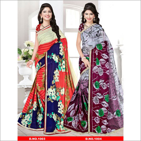 Ladies Printed Synthetic Sarees