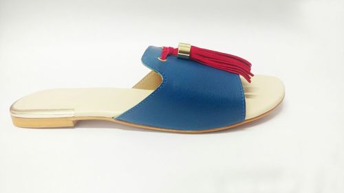 Ladies Flat Sandal - Leather, Multiple Sizes, Blue | Stylish Design, Comfortable Fit, Waterproof, Lightweight Wood Sole