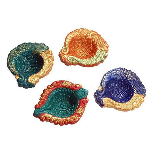 Diwali Diya - Clay, Variable Dimensions, Multicolored | Intricate Design, Hand-Painted, Durable, Lightweight, Festive Decoration
