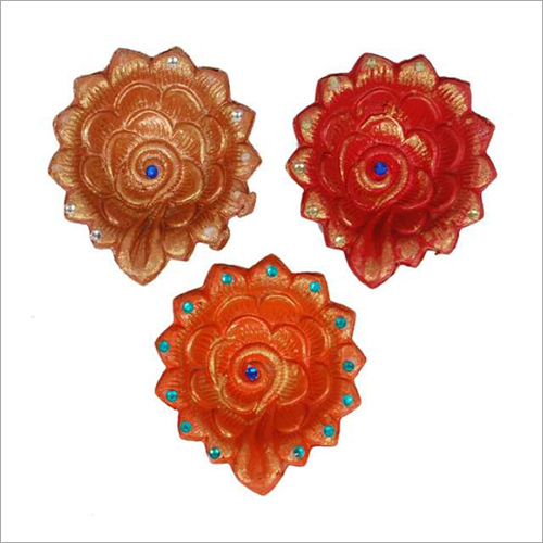 Diwali Diya - Clay, 3 Inch Diameter, Orange | Intricate Design, Glossy Finish, Durable, Easy to Use, Festive Lighting