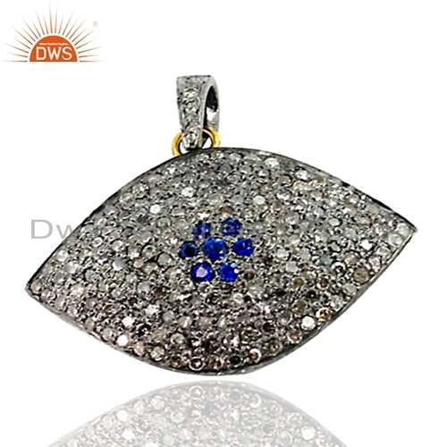 14k Gold 925 Silver Pave Diamond Pendant