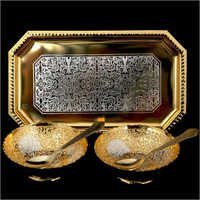 Silver And Gold Palted Bowl Set Square Shape