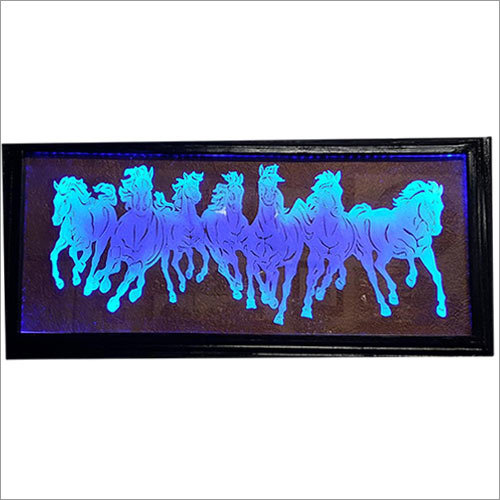 Seven horse engrave on Glass By SHILPACHARYA HANDICRAFTS