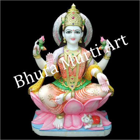 Carved Marble Maa Laxmi Statue
