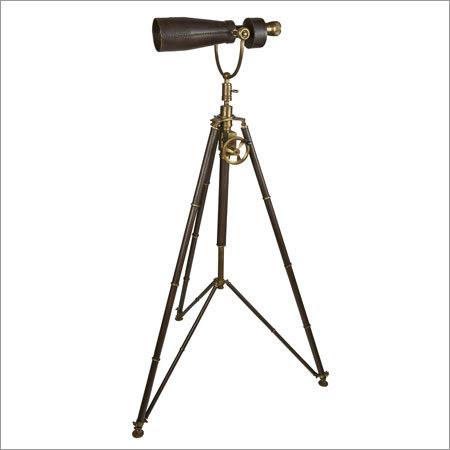 Telescope Binoculars On Tripod Leather Stand