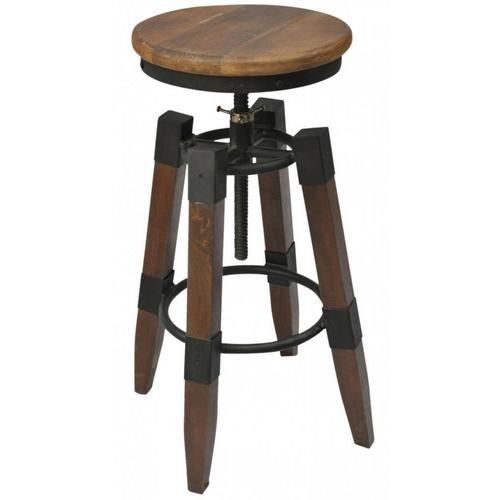 Renfrew adjustable height iron/wood stool