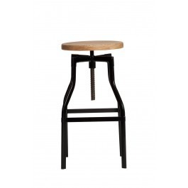 Turner Adjustable Bar Stool - Metal, 19-26 Inches Height, 15 Inches Width | Painted Finish, Round Shape, 2-9 Millimeter Thickness, Black Color