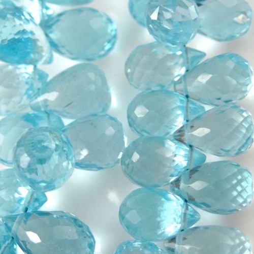 Blue Topaz Faceted Drops - Blue Topaz 6-10mm Light Blue, Brilliant Shine Elegant Design