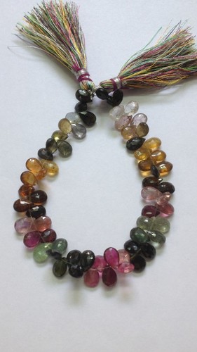 Multi Tourmaline Faceted Pears - Tourmaline, Multicolor, Variable Size | Faceted Gemstone Beads, Elegant, Durable, Versatile