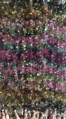 Multi Tourmaline Cut Pears Beads
