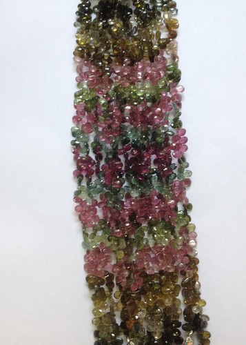 Multi Tourmaline Faceted Pears Beads