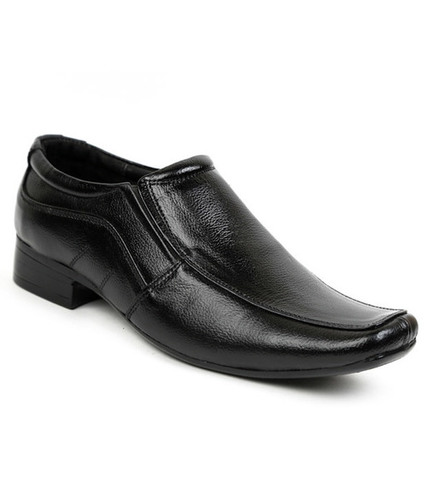 Formal Shoes - Leather, Varying Sizes, Black | Slip-On Style, Elegant Design, Comfort, Durable, Lightweight Rubber Sole