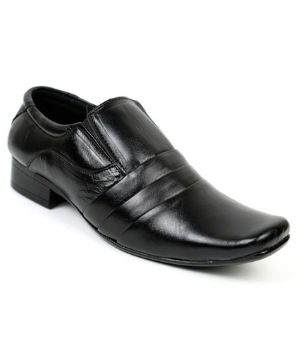 Formal Black Shoes - Leather, Various Sizes, Black | Slip-On Design, Comfortable Fit, Durable Rubber Sole, Low Heel