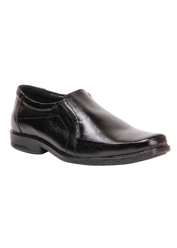 Formal Black Shoes - Leather, Various Sizes, Black | Slip-On Style, Elegant Design, Comfortable Fit, Lightweight Rubber Sole