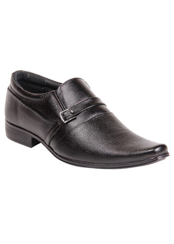 Formal Black Shoes - PU Leather, Black, Low Heel | Buckle Closure, Stylish Design, Comfortable Fit, Durable Material, Slip-On Ease, Professional Look
