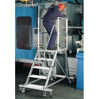 Trolley Step - Aluminum, 60x60cm Platform, 1.5m Height | Mobile Platform, Stable Base, Swivel Wheels